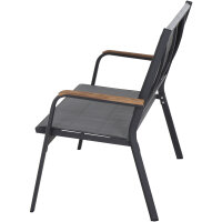 Tesoro Bank, matt-anthrazit Alu, Textil, Teak