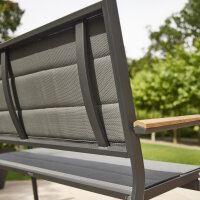 Tesoro Bank, matt-anthrazit Alu, Textil, Teak