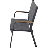 Tesoro Bank, matt-anthrazit Alu, Textil, Teak