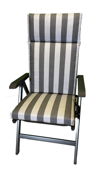 Hochlehner-Auflage ROYAL anthrazit stripes 126x50x9cm extra hoch