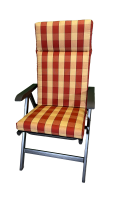 Hochlehner-Auflage OSLO rot stripes 126x50x9cm extra hoch