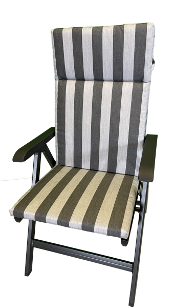 Hochlehner-Auflage ROYAL anthrazit stripes 120x50x4cm