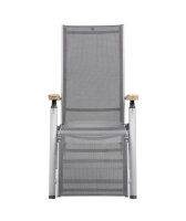 CIRRUS Relaxsessel silber / anthrazit-grau mit Teak-Armlehne