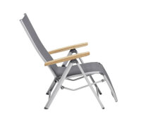 CIRRUS Relaxsessel silber / anthrazit-grau mit Teak-Armlehne
