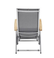 CIRRUS Relaxsessel silber / anthrazit-grau mit Teak-Armlehne
