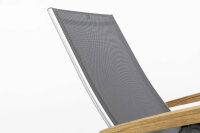 CIRRUS Relaxsessel silber / anthrazit-grau mit Teak-Armlehne