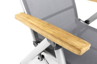 CIRRUS Relaxsessel silber / anthrazit-grau mit Teak-Armlehne