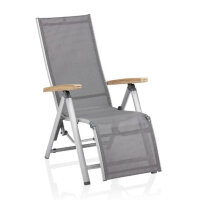 CIRRUS Relaxsessel silber / anthrazit-grau mit Teak-Armlehne