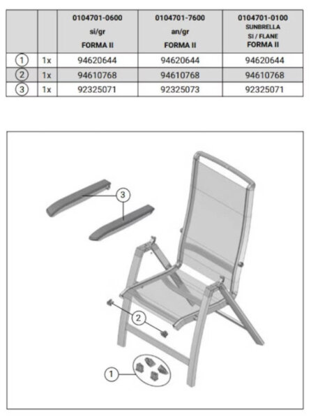 Armlehnen Set Kettler Multipositionssessel FORMA II 0104701-7600