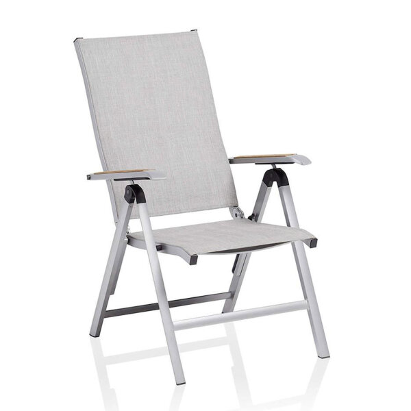 DIAMOND Multipositionssessel silber / hellgrau Teak