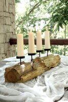 Kerzenhalter TARA, für 4 Kerzen, Teak, Metall schwarz