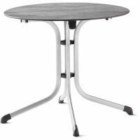 Klapptisch Polytec (HPL) Ø 85 cm Gestell aus Stahl in graphit, Tischplatte aus Polytec® in Beton hell