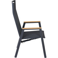 Bologna Move Sessel,Textilbezug Alu, Armlehnen Teak