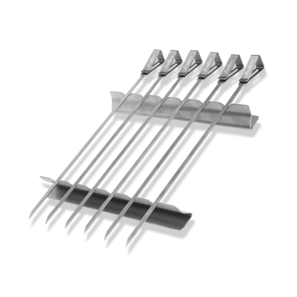 Schaschlik-Set Edelstahl 6 Grillspieße mit Halterung