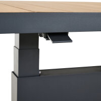 Talina Lift-Tisch 140cm x 85cm, Teak Gestell aus Aluminium in matt anthrazit, Tischplatte aus Teakholz in natur
