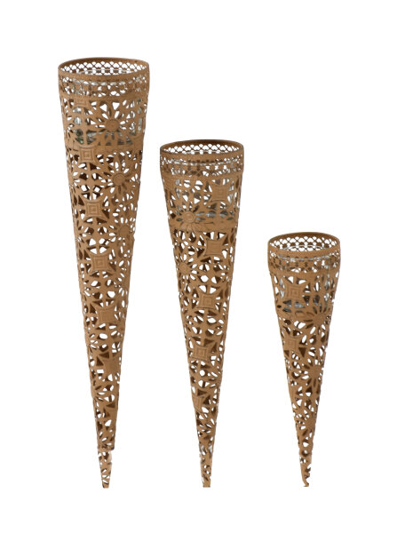 Kerzenhalter 3er Set in Rost-Optik aus Stahl und Glas