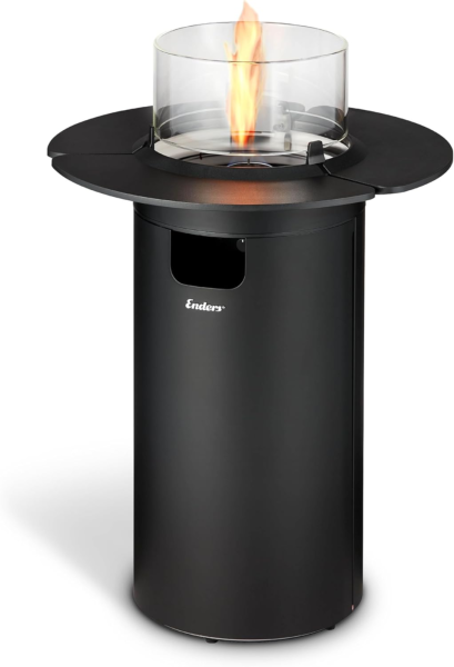 Terrassenfeuer NOVA M black / silver 50mbar inkl. Tischablage