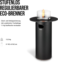 Terrassenfeuer NOVA L black / silver 50mbar inkl. Tischablage