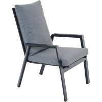 Valencia Comfort Plus Sessel matt anthrazit / Aluminium / Ranotex dunkelgrau / inkl. Kissen