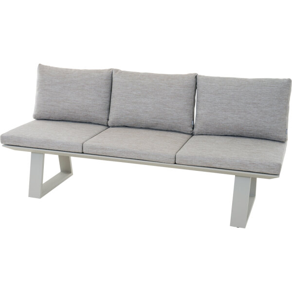 Repton Bank 3er / seidengrau, taupe / Aluminium / inkl. Kissen