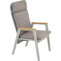 Cortina Move Sessel grau/taupe, Aluminium, Rope, Teak, inkl. Kissen