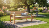 Teakholz Gartenbank SAMOSIR 150cm 3 Sitzer