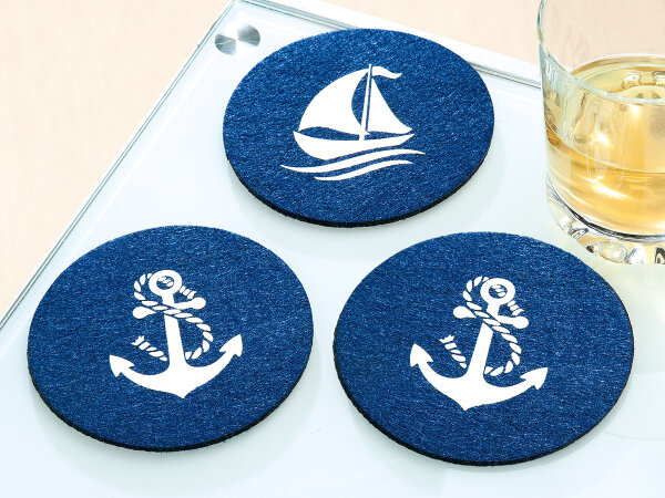 Untersetzer rund „Anker/Schiff“ 2er Set