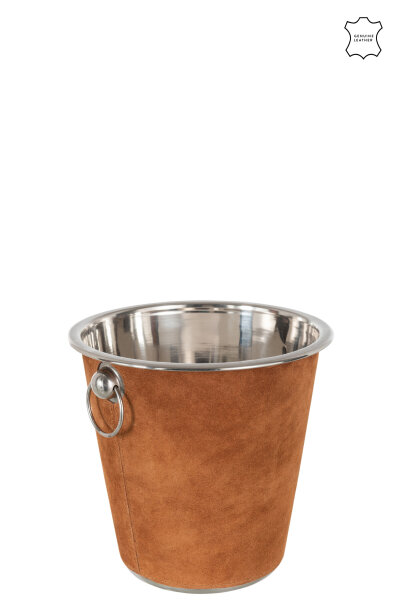 Eiseimer / Sektkühler, Rund, Leder, Cognac