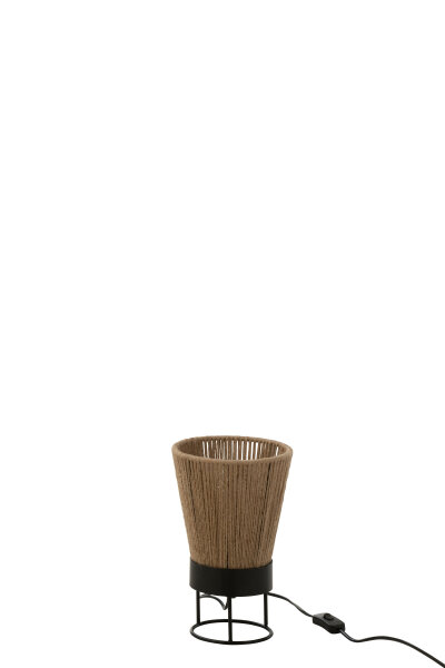 Tischlampe Nina, Jute, Schwarz/Beige E27
