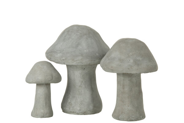 Figuren Pilz, Zement, Grau, 3 Stück im Set