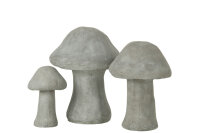 Figuren Pilz, Zement, Grau, 3 Stück im Set