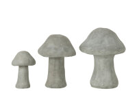 Figuren Pilz, Zement, Grau, 3 Stück im Set