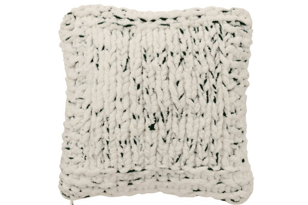 Kissen Gestrickt 50x50, Polyester, Weiß / Dunkelgrün