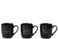 Tasse Liebe Keramik Schwarz 3er Set