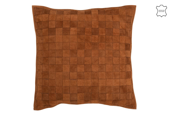 Kissen Viereckig Leder Cognac