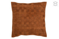 Kissen Viereckig Leder Cognac