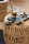 Tasse & Untertasse mit Text Glas/Holz 2er Set