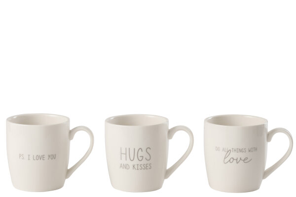 Tasse Liebe Keramik Silber 3er Set