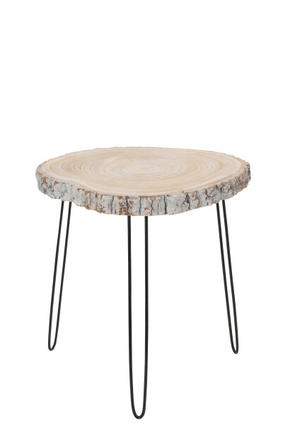 Beistelltisch Paulownia aus Holz, Grau, groß