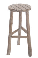 Hocker / Beistelltisch Rund, Holz, Weiß (White Wash)