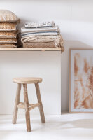 Hocker / Beistelltisch Rund, Holz, Weiß (White Wash)