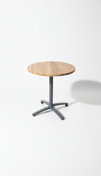 Teakholz Tisch mit Alu Tischgestell, Indoor, klappbar, Rund 70cm, handgefertigt