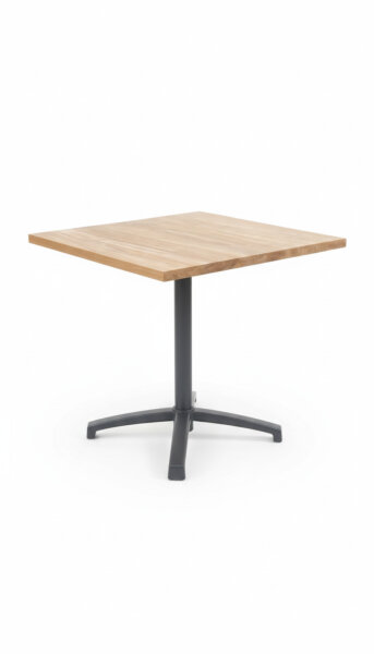 Teakholz Tisch mit Alu Tischgestell, Indoor, klappbar, eckig 70 x 70cm, handgefertigt