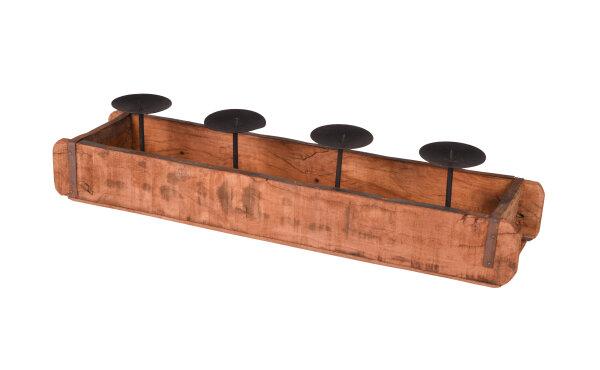 Kerzenhalter Ziegelform CANDELA für vier Blockkerzen, recyceltes Holz