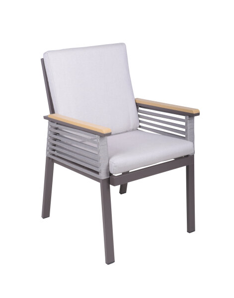 Stuhl DENIA, dunkelbraun, Aluminium, Non-Wood, Seilbespannung