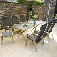 CATANIA Dining Hocker Aluminiumgestell in teaklook, Ranotex® Bezug