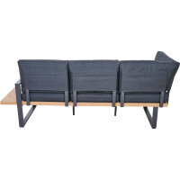 BARI Dining-Set 2-teilig Aluminium, teaklook, inkl. Kissen