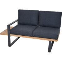 BARI Dining-Set 2-teilig Aluminium, teaklook, inkl. Kissen