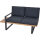 BARI Dining-Set 2-teilig Aluminium, teaklook, inkl. Kissen