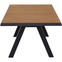 TIRANA Tisch 200x100cm anthrazit/Teak/Aluminium matt anthrazit, Tischplatte Teakholz natur